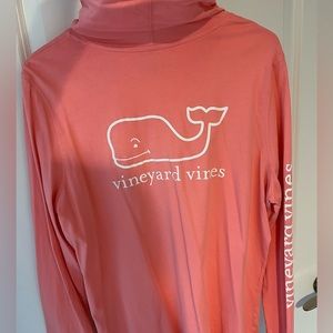 Vineyard Vines Salmon/Coral Long Sleeve Tee Hoodie with Logo - size L